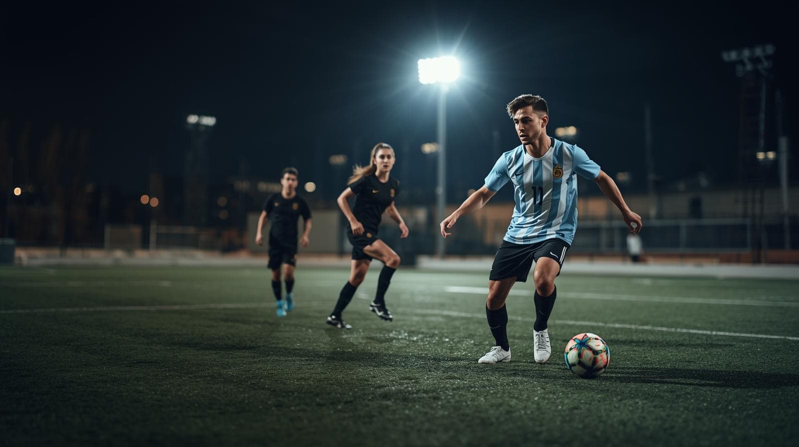Jugadores en una reta de fútbol